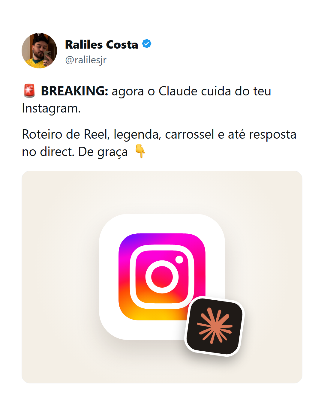 O Claude agora cuida do teu Instagram: 13 skills gratuitas que viram teu social media