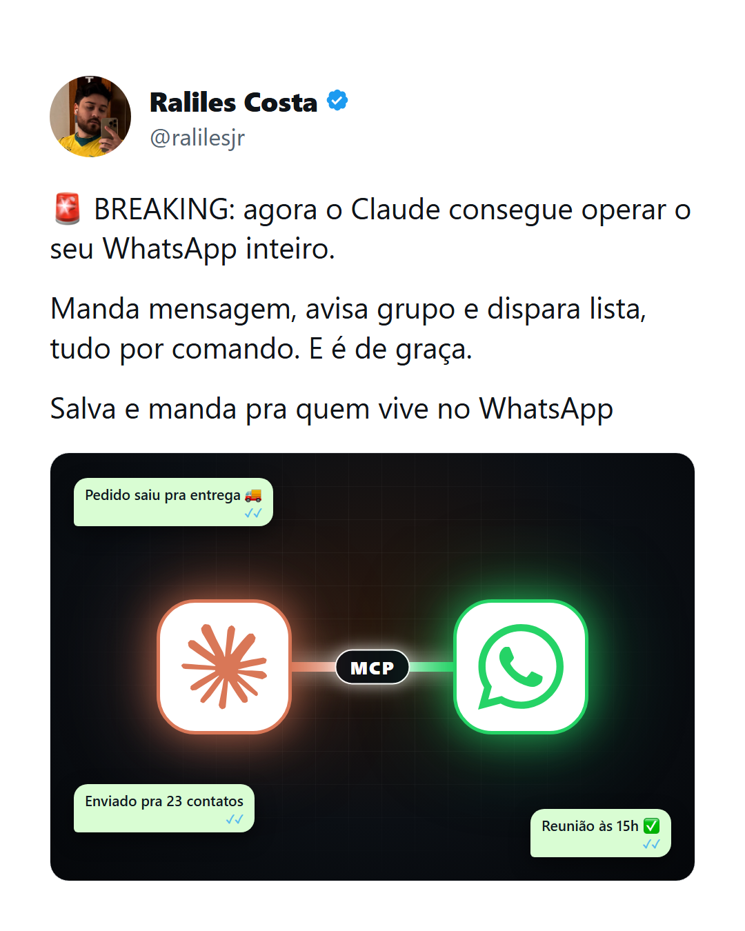 Como colocar o Claude pra operar o seu WhatsApp (grátis, com OpenWA + MCP)