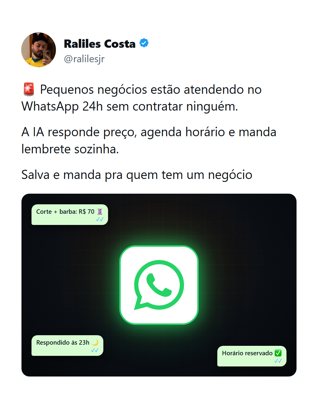 Como um pequeno negócio pode atender no WhatsApp 24h com IA
